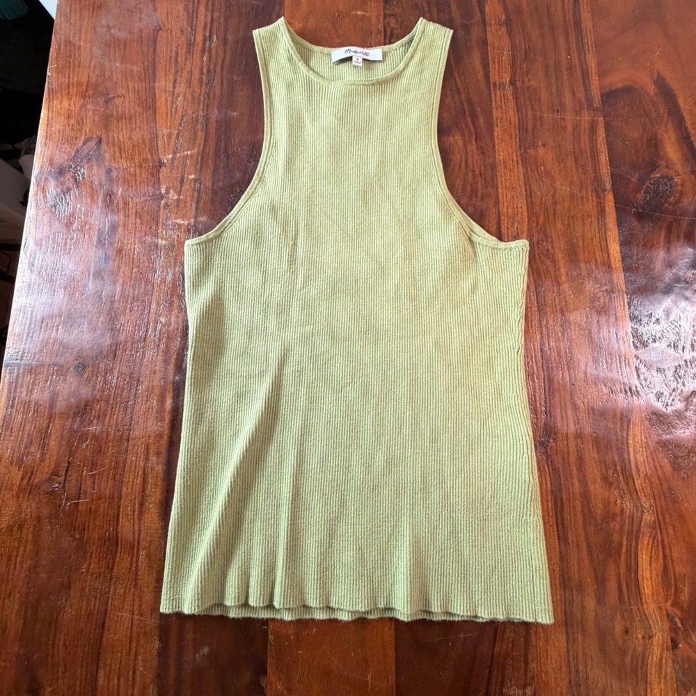 Madewell Womens Ribbed High Neck Tank Top Green Size M CKP478690011